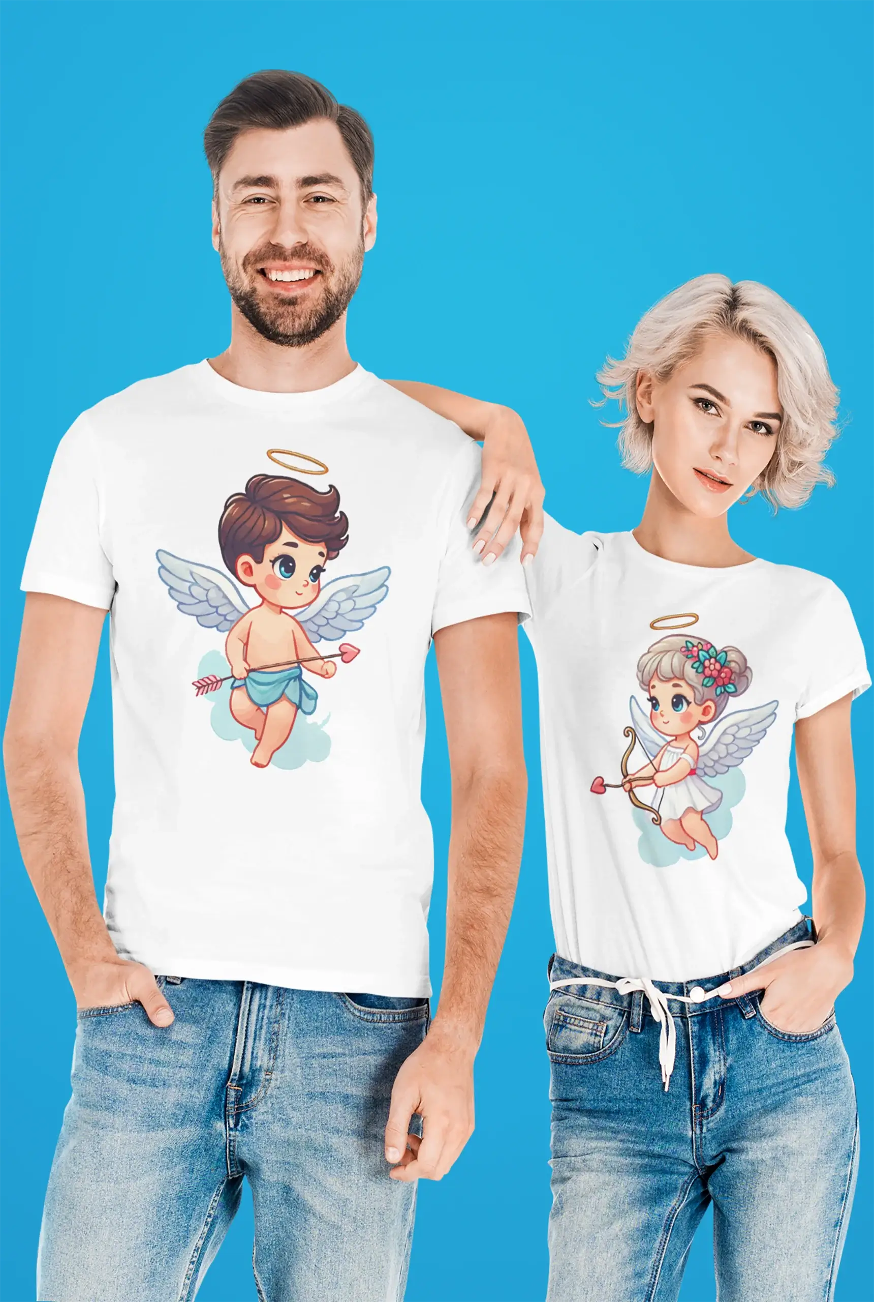 Комплект тениски за двойки "Купидончета"