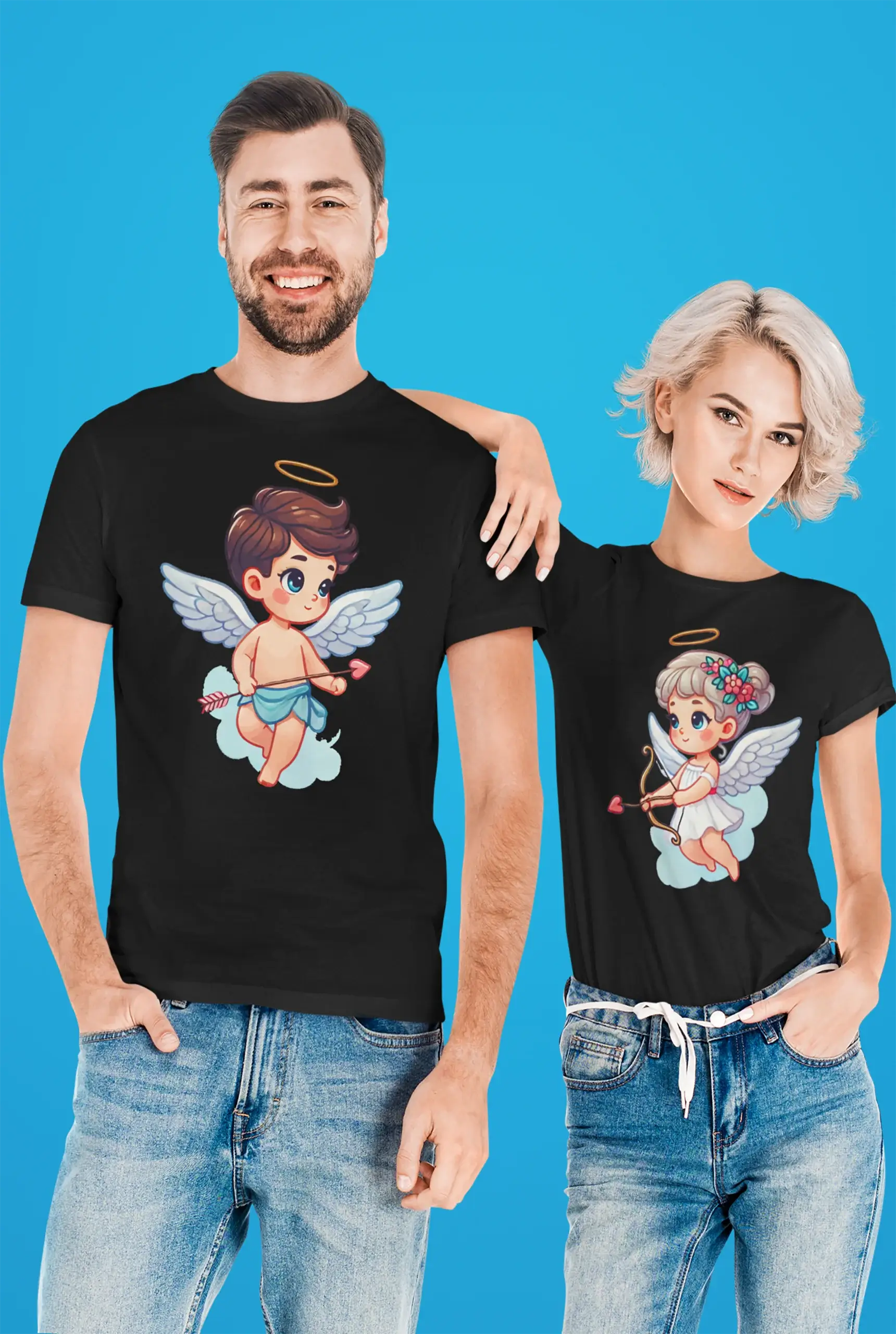 Комплект тениски за двойки "Купидончета"