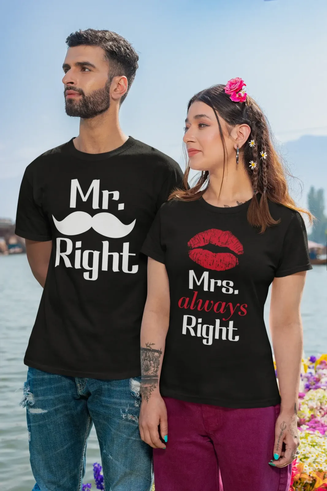 Тениска за двойки Mr & Mrs Right
