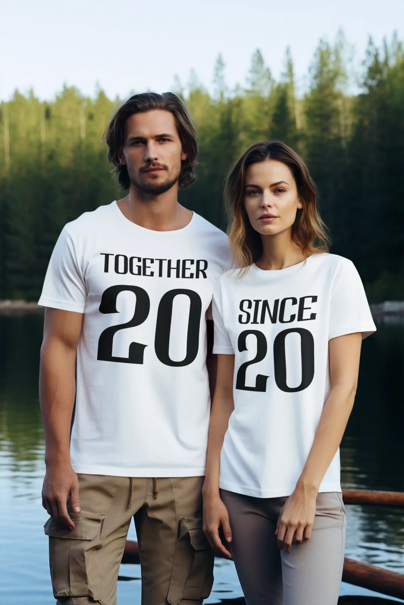 Тениска за двойки - Together Since - Персонализирана година