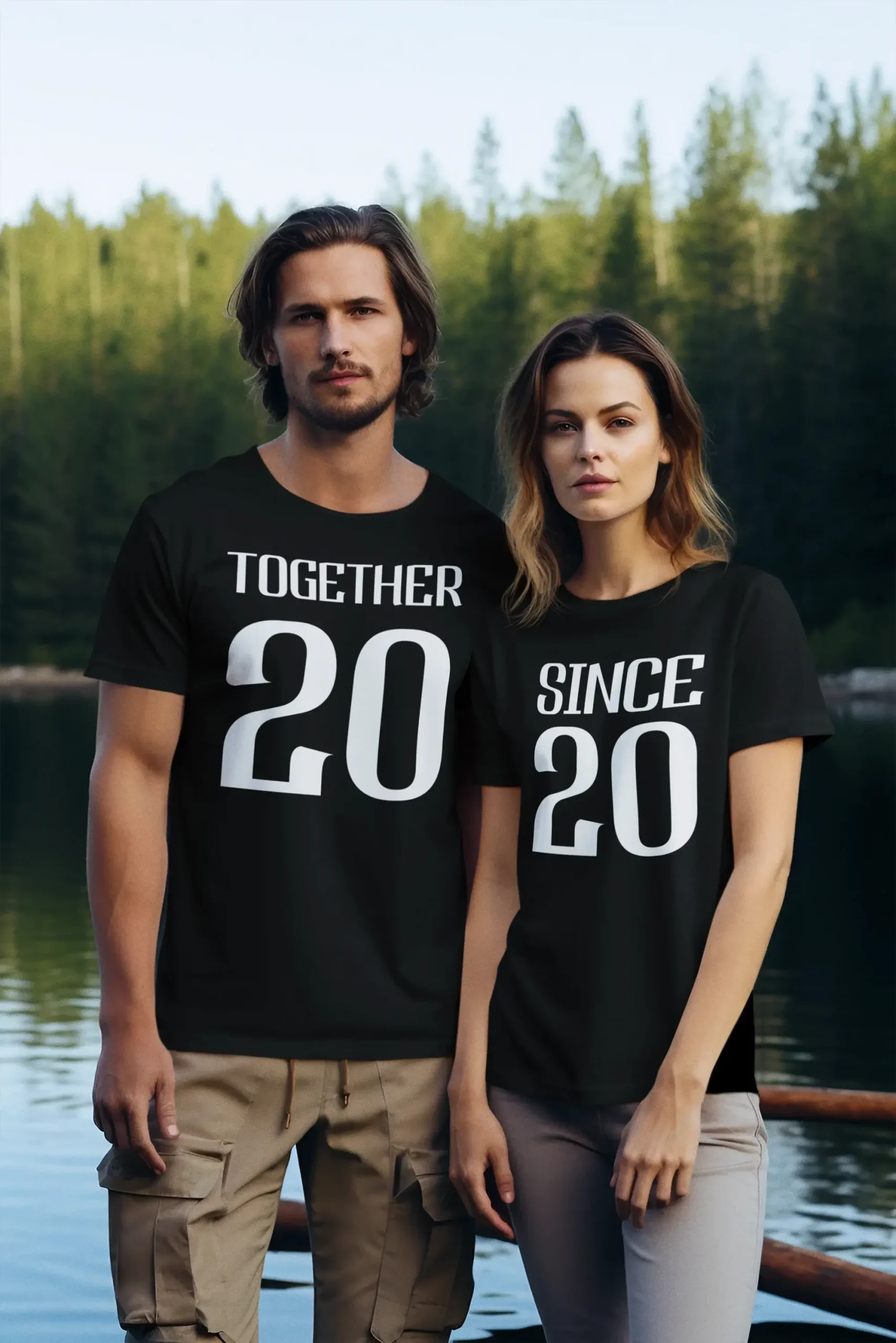 Тениска за двойки - Together Since - Персонализирана година