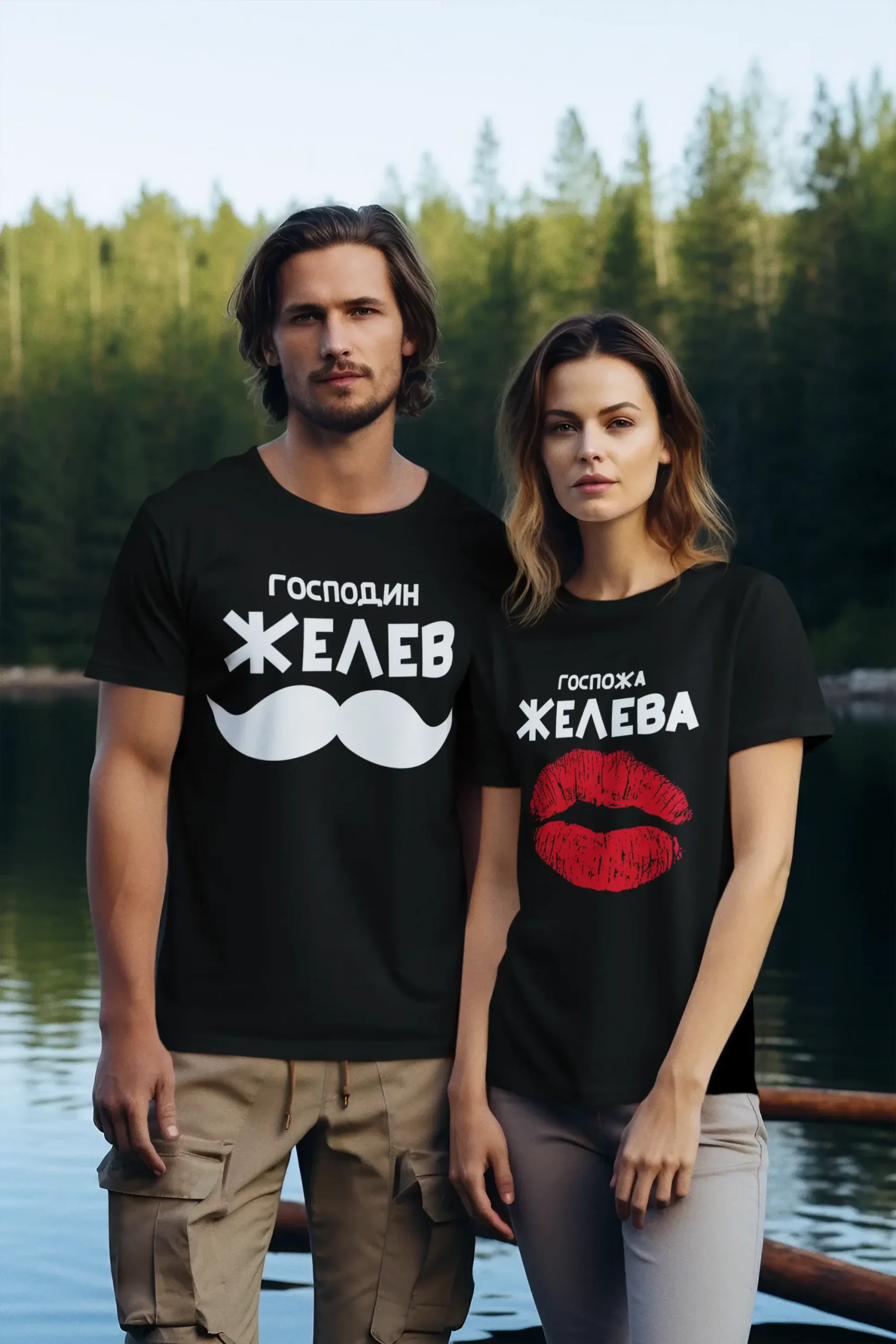 Тениски за двойки с ваша фамилия
