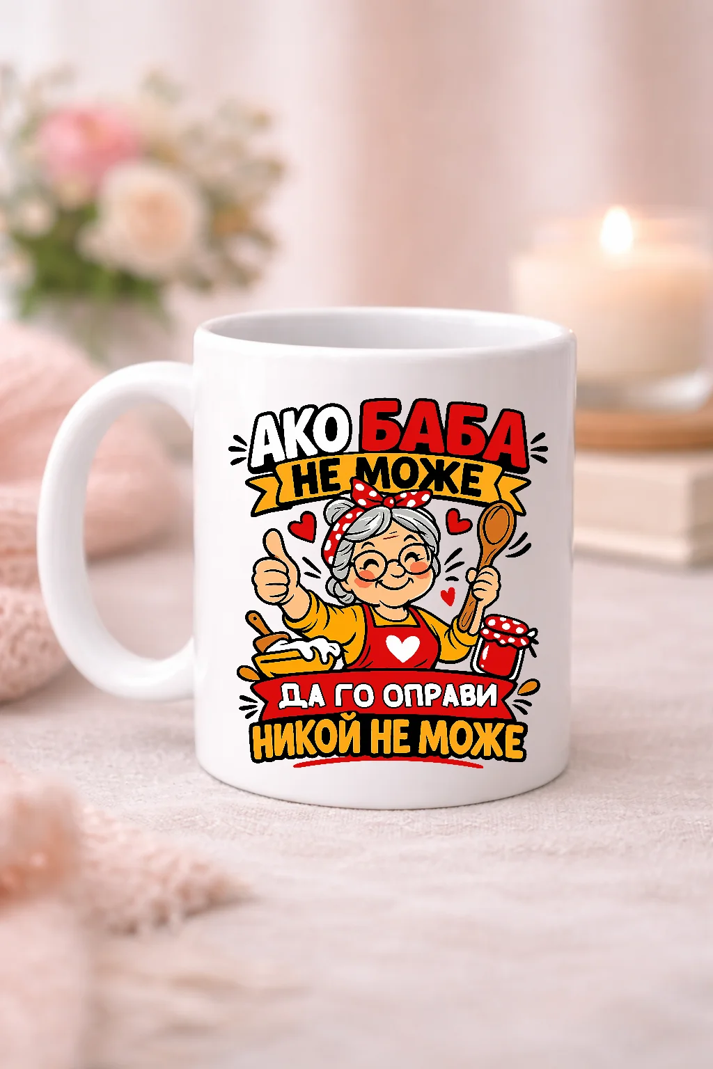 Чаша с надпис “Ако баба не може да го оправи, никой не може”