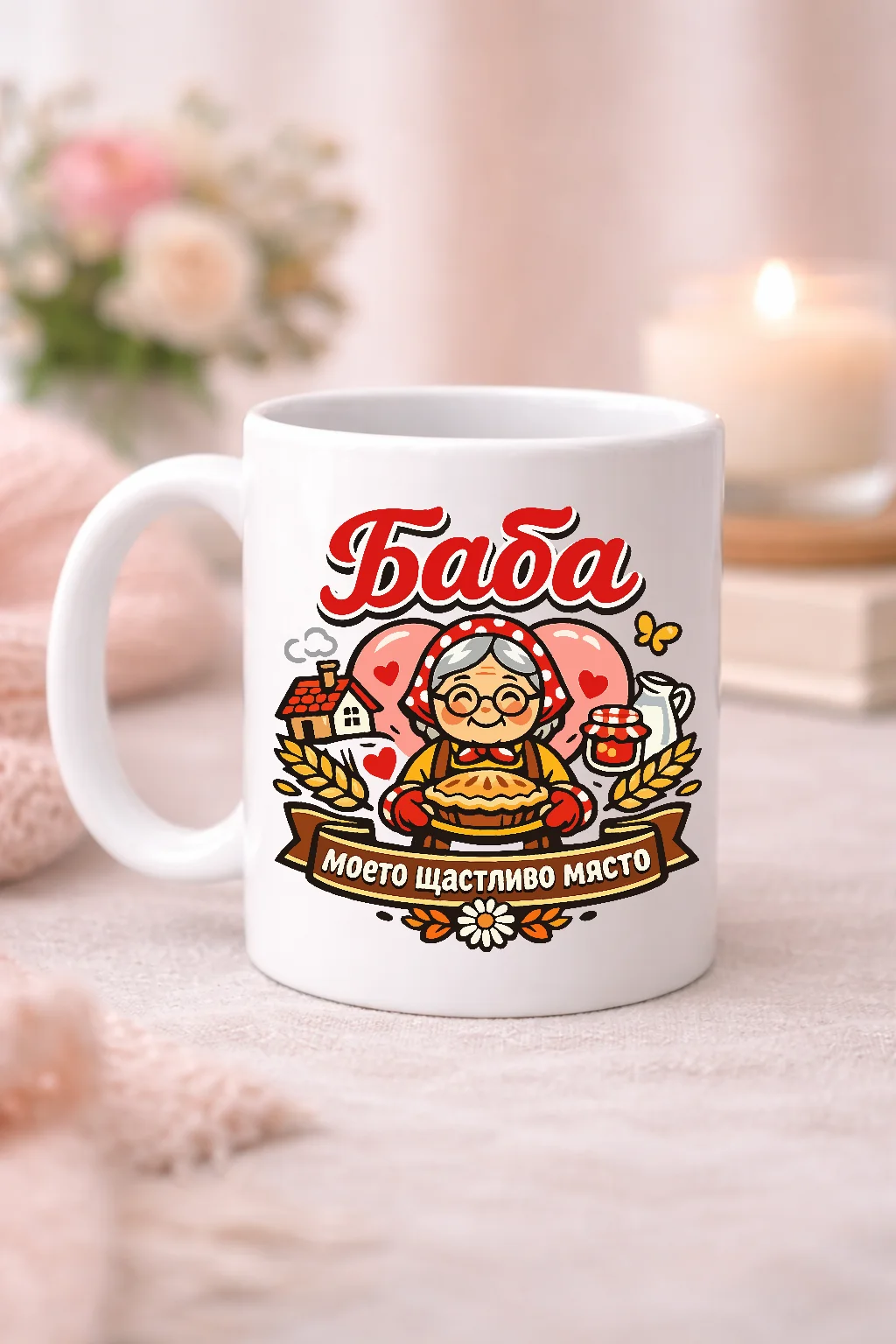 Чаша за баба с надпис Моето щастливо място