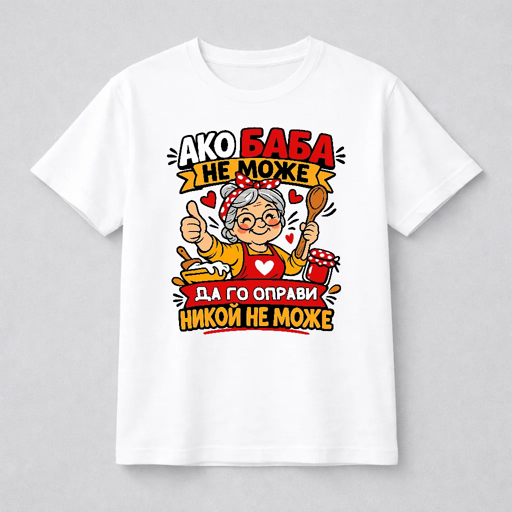 Тениска с надпис Ако баба не може 1 – перфектен подарък за баба