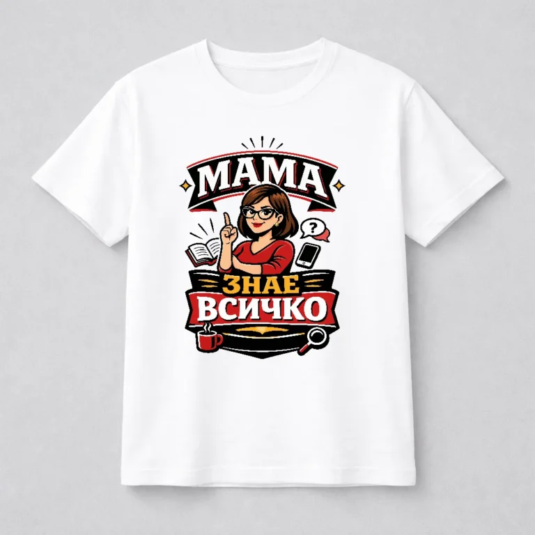 Тениска за майка „Мама знае всичко“ – забавен подарък