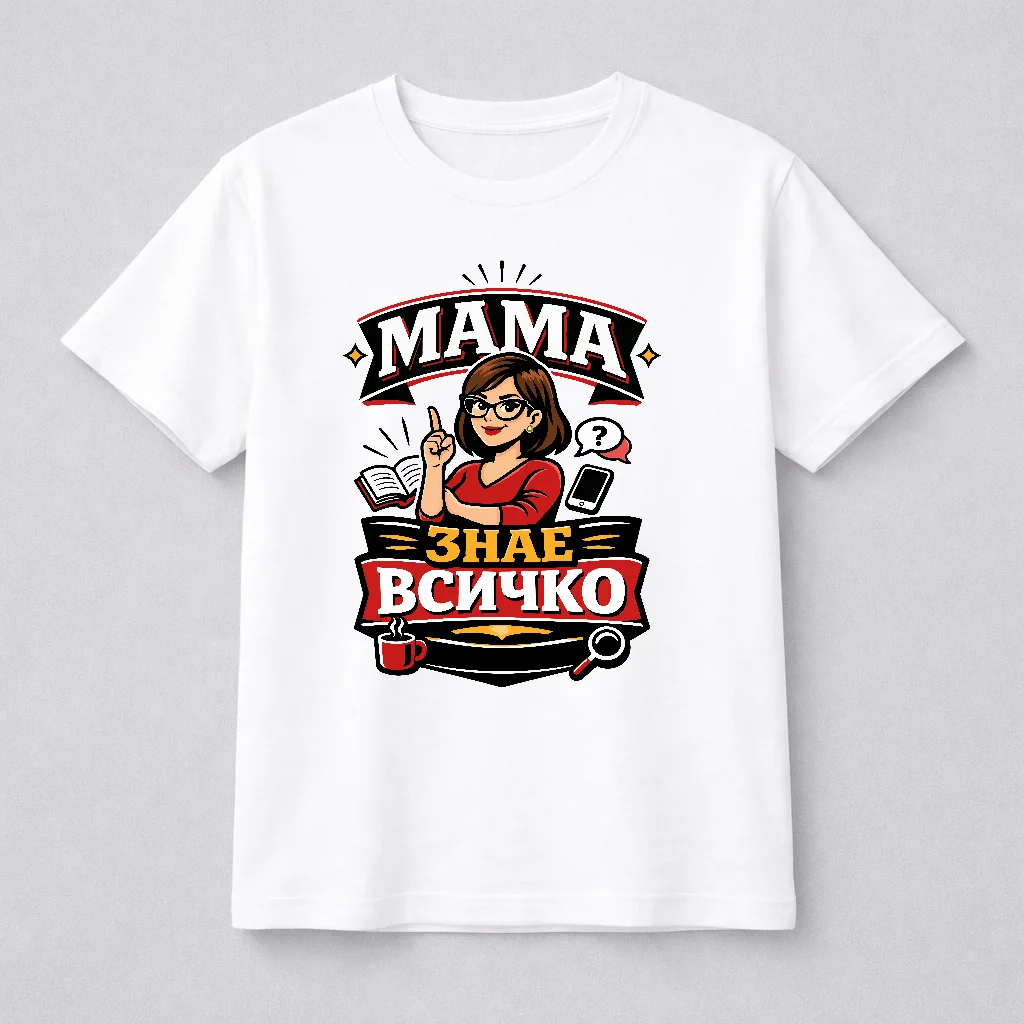 Тениска за майка „Мама знае всичко“ – забавен подарък