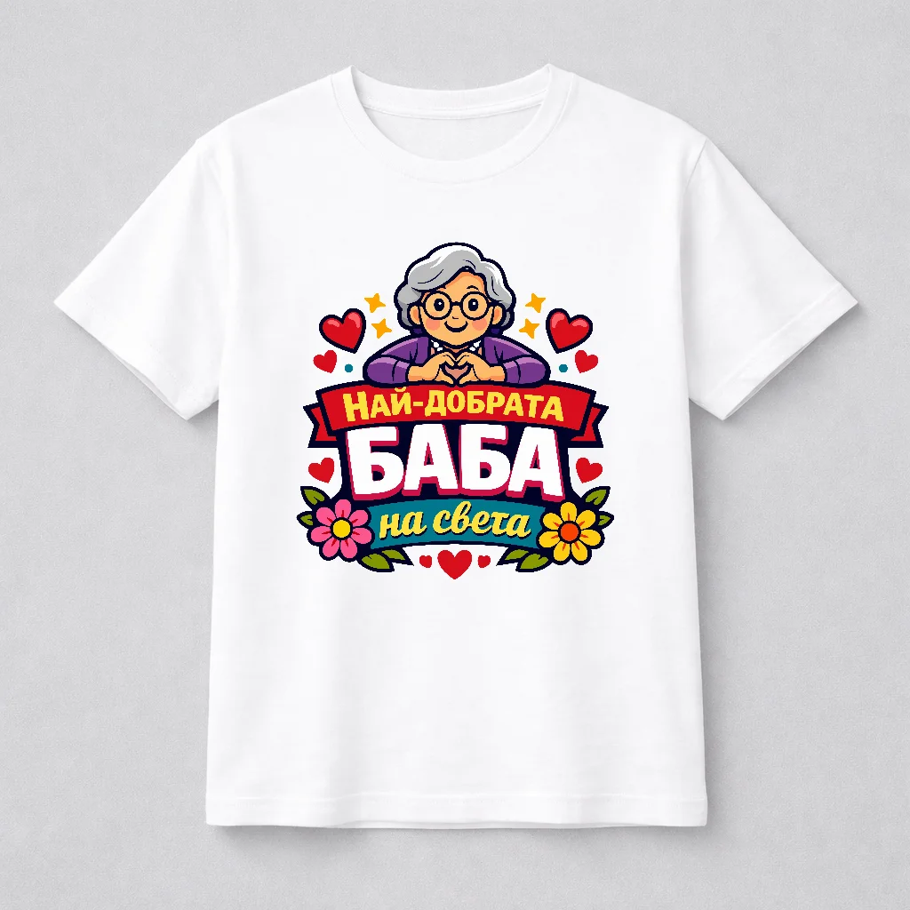 Тениска с надпис “Най-добрата баба на света”