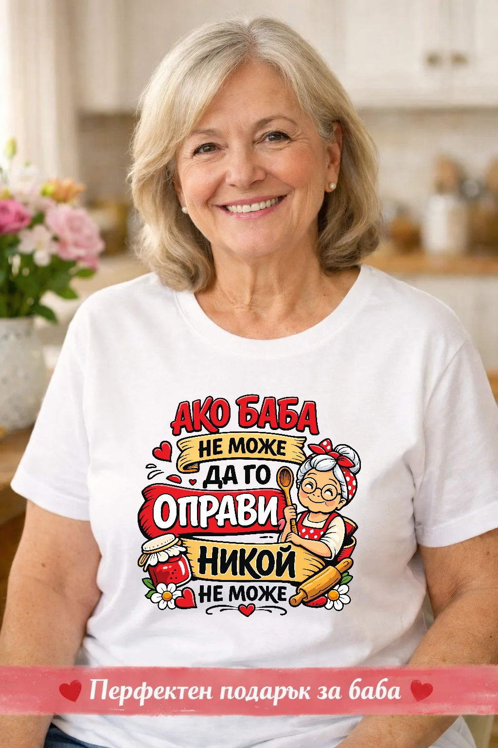 Тениска с надпис за баба – Ако баба не може да го оправи, никой не може 2